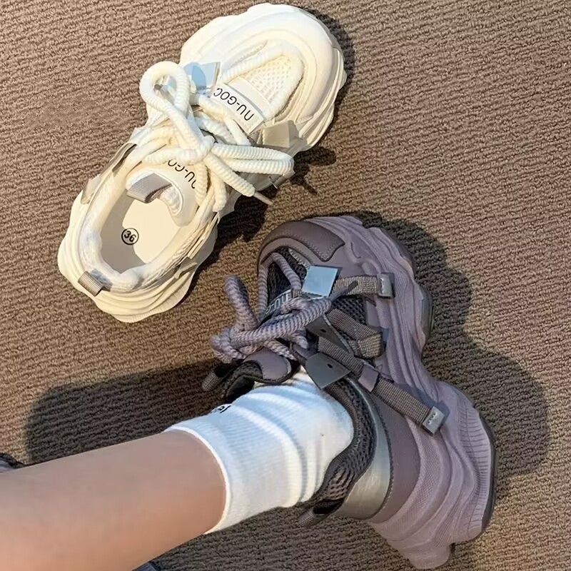 Explosions Torre Shoes Women's Ins Trendy 2025 Spring New Thick-soled Increased All-match Thick-soled Casual Sports Shoes