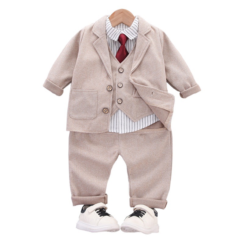 Baby Boy's Spring and Autumn Clothes Baby's Suit suit Four-Piece Gentleman's Dress Baby's Clothes New Year's Full Moon Clothes