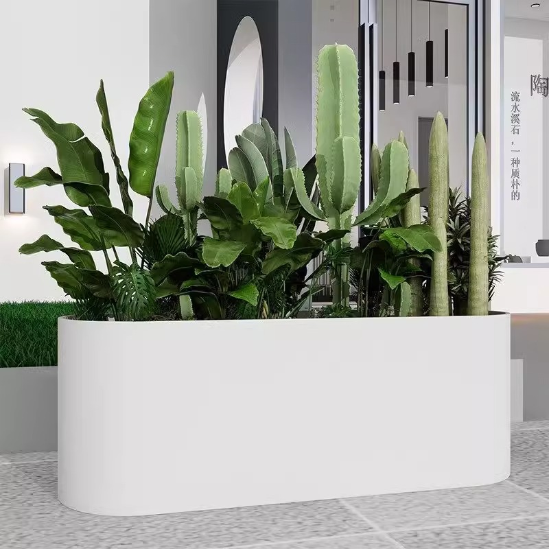 Customized outdoor wrought iron flower box combination flower bed partition rectangular flower trough courtyard balcony planting box basin