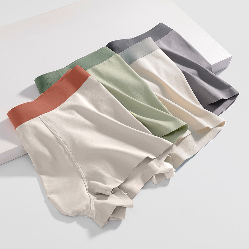2025 New Milan Xinjiang Long Staple Cotton Men's Underwear Mid-Waist Solid Color Boys Boxer Briefs Wholesale