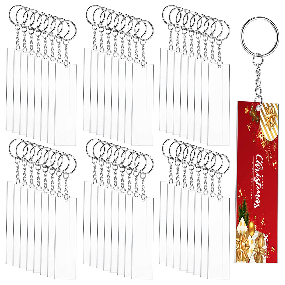 [Amazon selling] blank acrylic keychain transparent rectangular small pendant DIY label Decoration