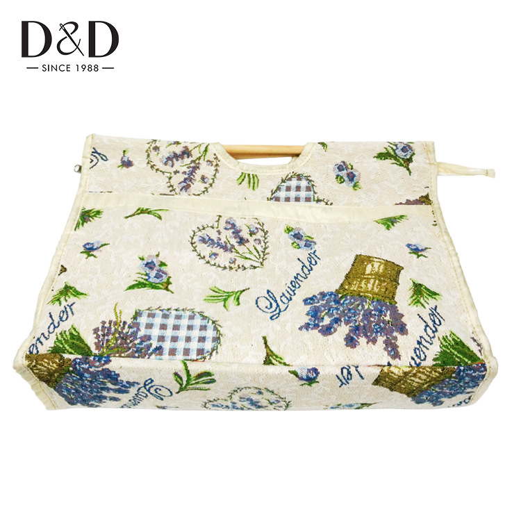 Picture of Cross-Border New Product Knitting Needle Bag Storage Bag with Wooden Handle, European-Style Jacquard Fabric Suitable for Knitting Sweaters, Yarn Balls, and Needlework