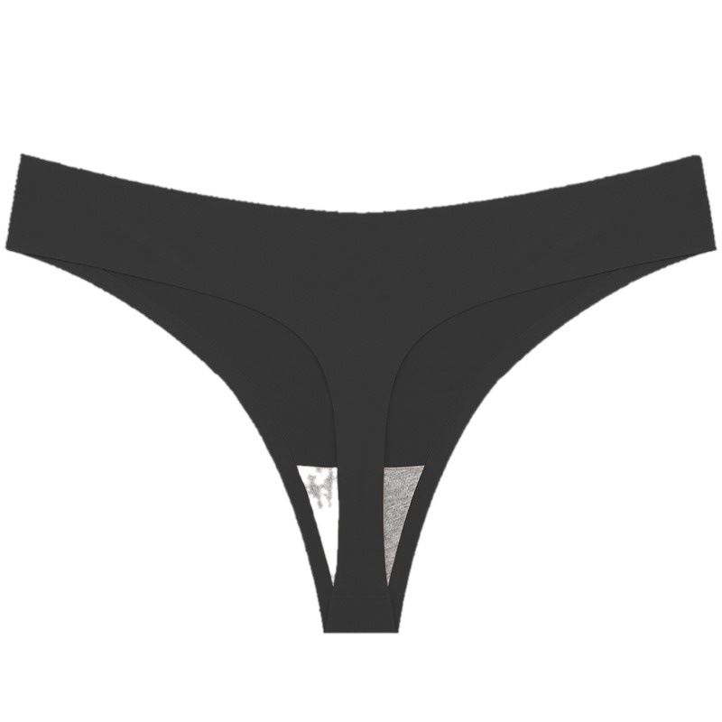 TEMU cross-border popular women's seamless underwear solid color ultra-thin ice silk underwear women's V waist seamless women's thong