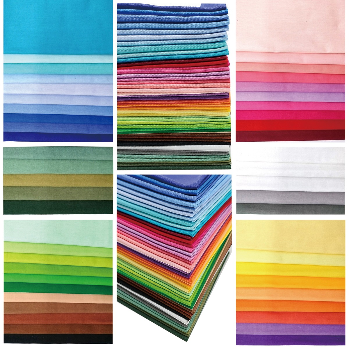 Cross-Border New Cotton Twill Pure Color Fabric 100 Pieces Pre-Cut Pure Color Fabric Pure Cotton Pure Color Fabric