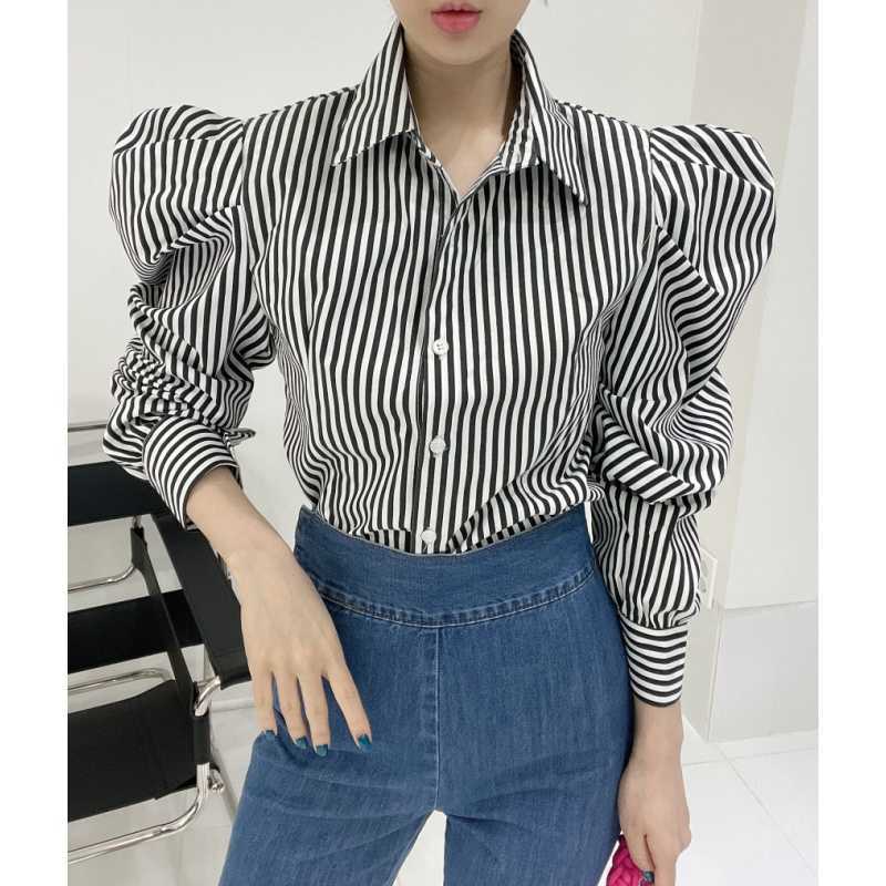 South Korea Spring and Autumn New Fashion Elegant Design Sense Puff Sleeve Top Shirt