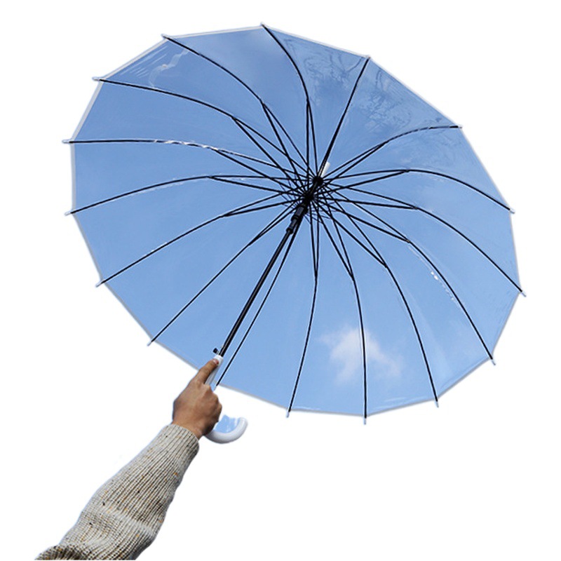 Creative automatic long handle straight rod transparent umbrella printing LOGO gift umbrella curved handle umbrella wholesale advertising umbrella l ogo