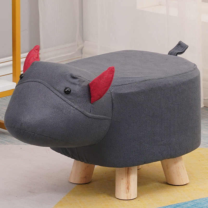 Picture of Elephant Stool children's animal stool solid wood shoe changing stool creative small stool home living room cartoon cute low stool