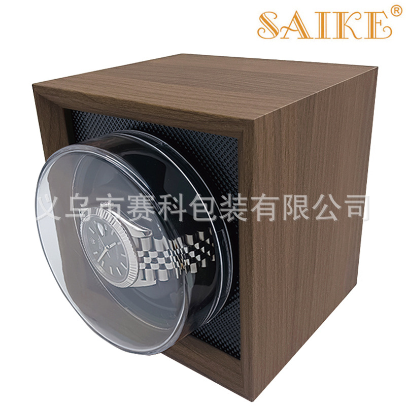 Black walnut wood vertical automatic watch shaker round transparent cover mute full intelligent active mute single epitope