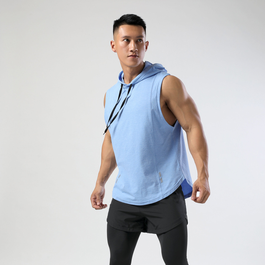 Picture of Adult Hooded Sleeveless T-Shirt Men's Sports Casual Quick-Drying Clothing Fitness Running Boxing Training Vest Sports Trend