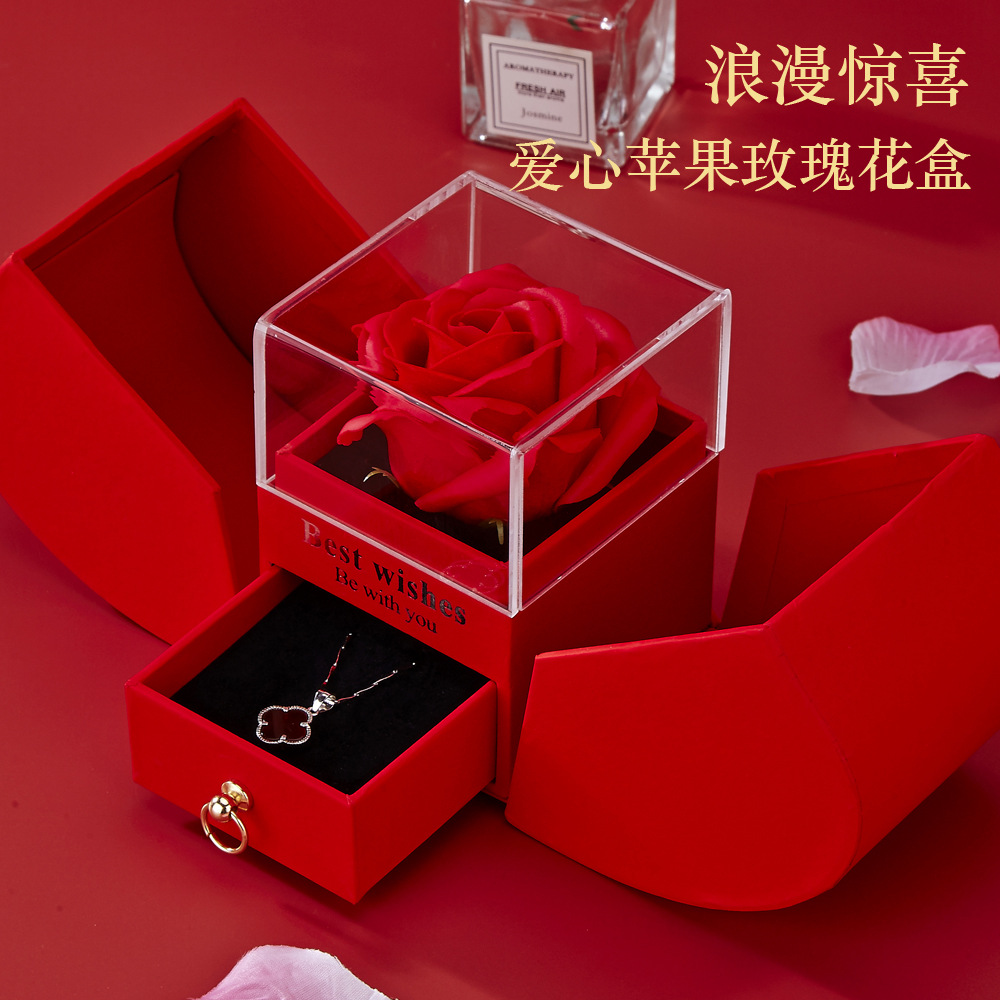 Picture of Love Apple Rose Jewelry Box Necklace Ring Hand Jewelry Send Friends Tanabata Christmas Birthday Gift Box