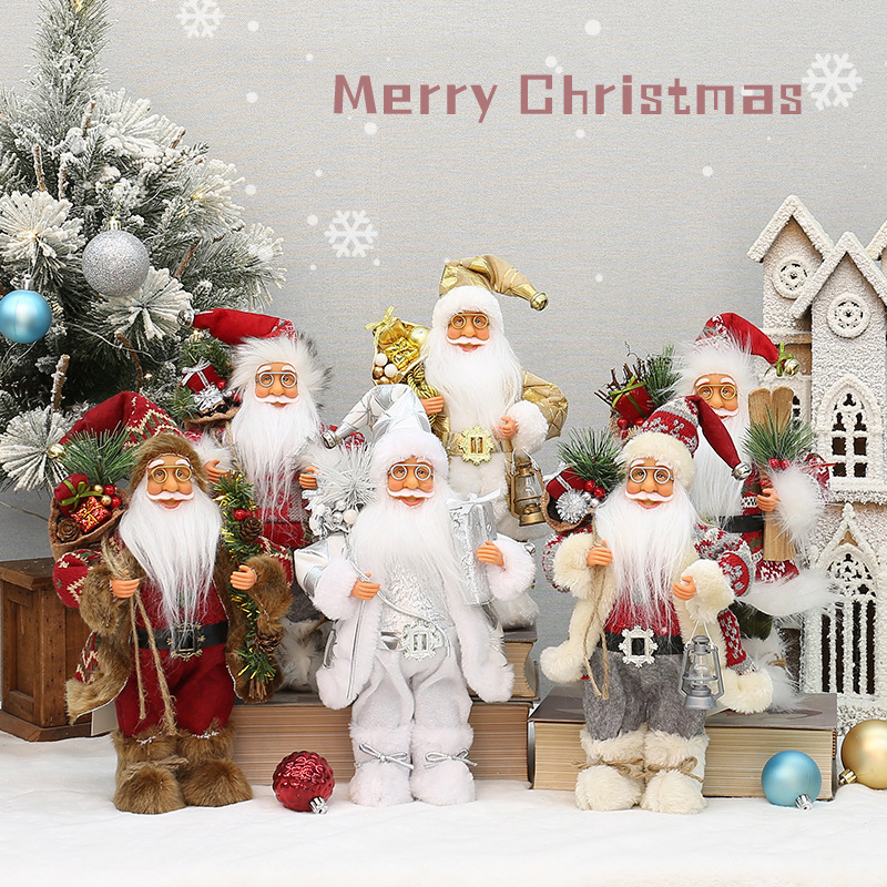 Cross-border Christmas Old Man Doll Shop Window Ornaments Scene Layout Props Standing Santa Claus Decorations