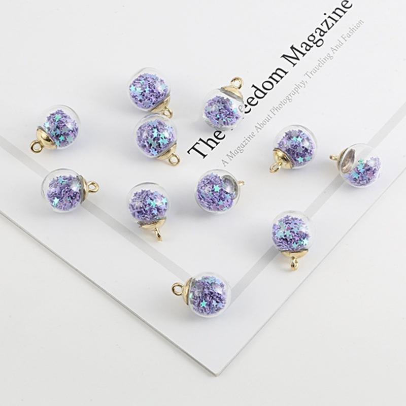 Picture of Cross-border Hot Sale Color Transparent Star Sequins Crystal Glass Ball Pendant DIY Handmade Ear Jewelry Accessories