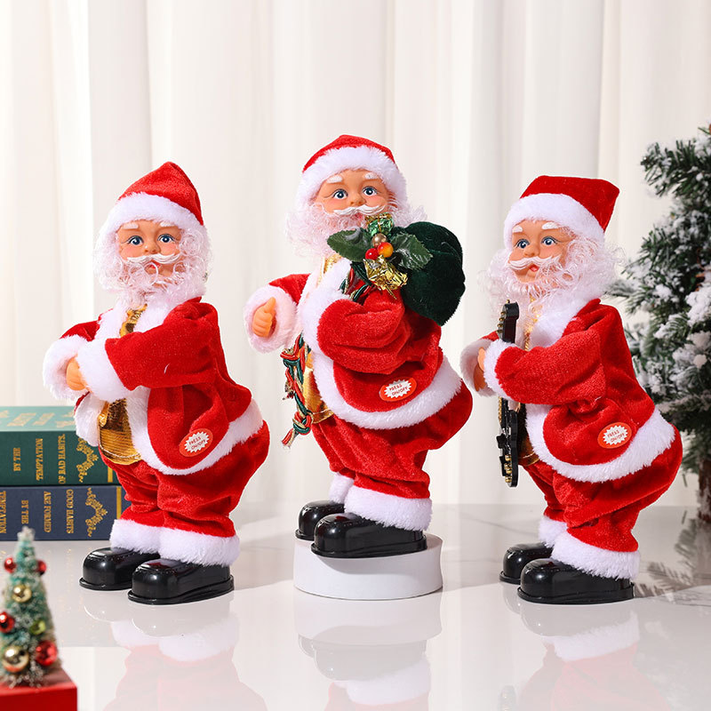 Cross-border Electric Santa Claus shaking hip playing guitar with music Christmas little old man decorations Doll Gift