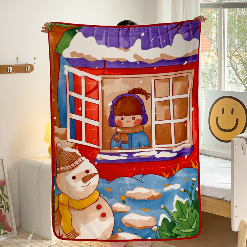 Picture of Children's Blanket Kindergarten Spring and Autumn Baby Coral Fleece Blanket Spring and Summer Single Layer Thin Blanket Office Nap