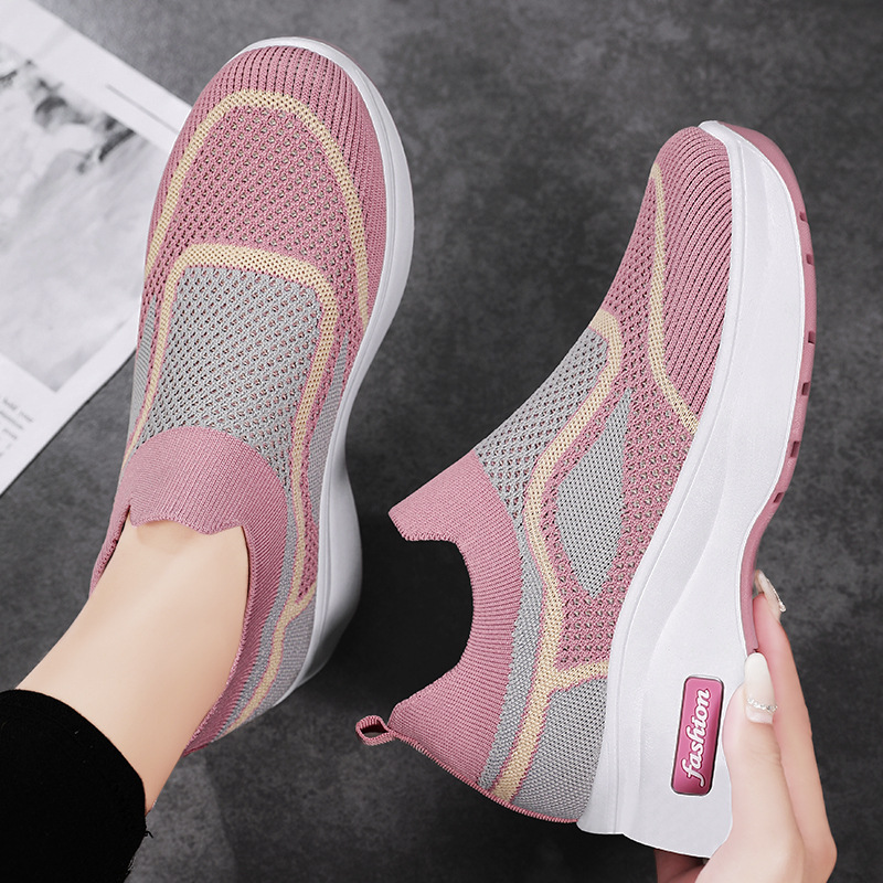 Picture of Women's Shoes, New Autumn Style, Thick-Soled Casual Shoes, Soft-Soled Comfortable Height-Increasing Shoes, Versatile Single Shoes, Fly-Knit Breathable Mesh Shoes