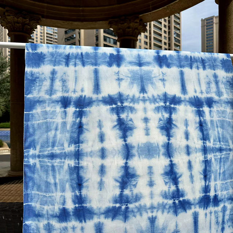 Picture of Cotton Traditional Tie-Dye Pattern Fabric Ethnic Style Blue Dye Kindergarten Environmental Background Cloth Mantle Decorative Fabric