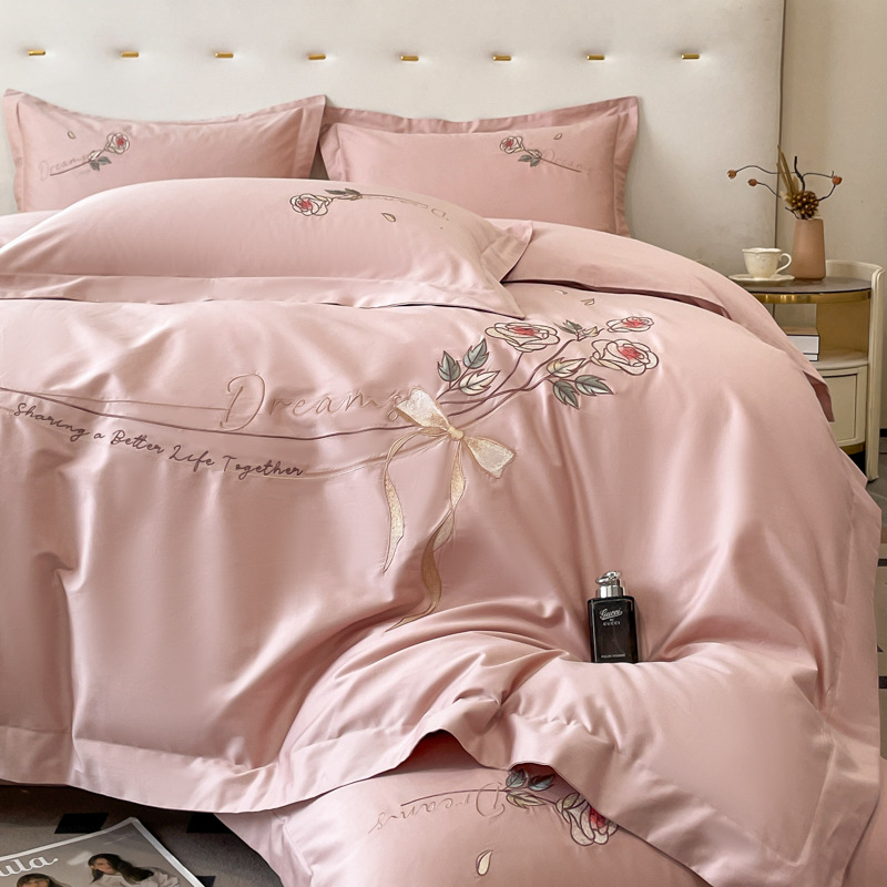 Advanced sense 100 long staple cotton four-piece set cotton four-piece set A maternal and infant grade light luxury pure cotton four-piece set wholesale