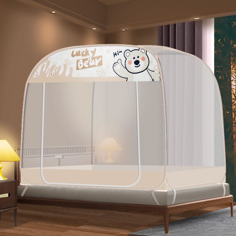 Yurt mosquito net installation-free cross-border household dormitory foldable zipper dustproof bottomless manufacturers foreign trade wholesale