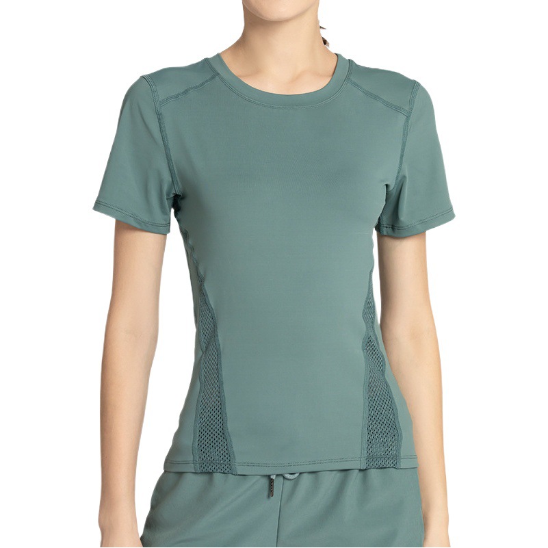 Juyitang Sports T-Shirt Women's Beautiful Back Mesh Breathable Running Fitness Clothes Short Sleeve Yoga Clothes Top