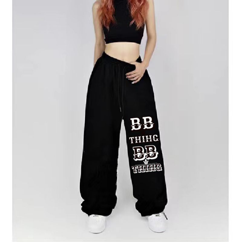 Cross-border cross-border AliExpress high waist drawstring loose European and American hot girls jazz dance hiphop trend