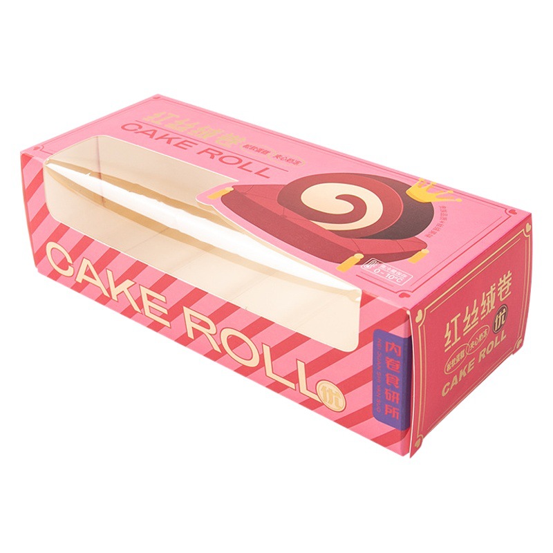 New Baking Packaging Inner Roll Cake Roll Packaging Box Red Velvet Chocolate Cake Roll Packaging Towel Roll Box