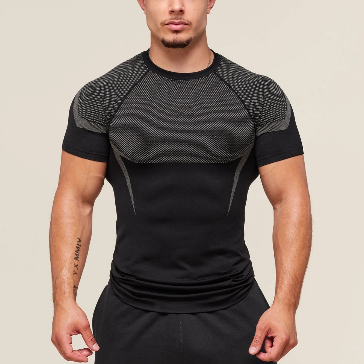 Gym Muscle Sports Loose Fitness Short-Sleeved Men's Basketball Autumn Running Training Printed Pull-Up Elastic Sports T-Shirt