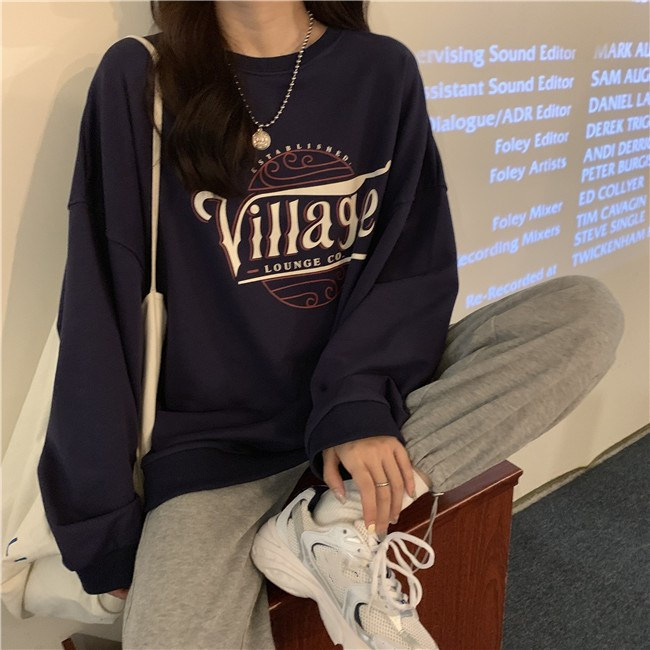 Picture of Velvet Thickeneded Loose Casual Sweatshirt Women's Autumn and Winter Outwear Vintage Long-Sleeved Bottoming Shirt Top Export Korean Women's Clothing