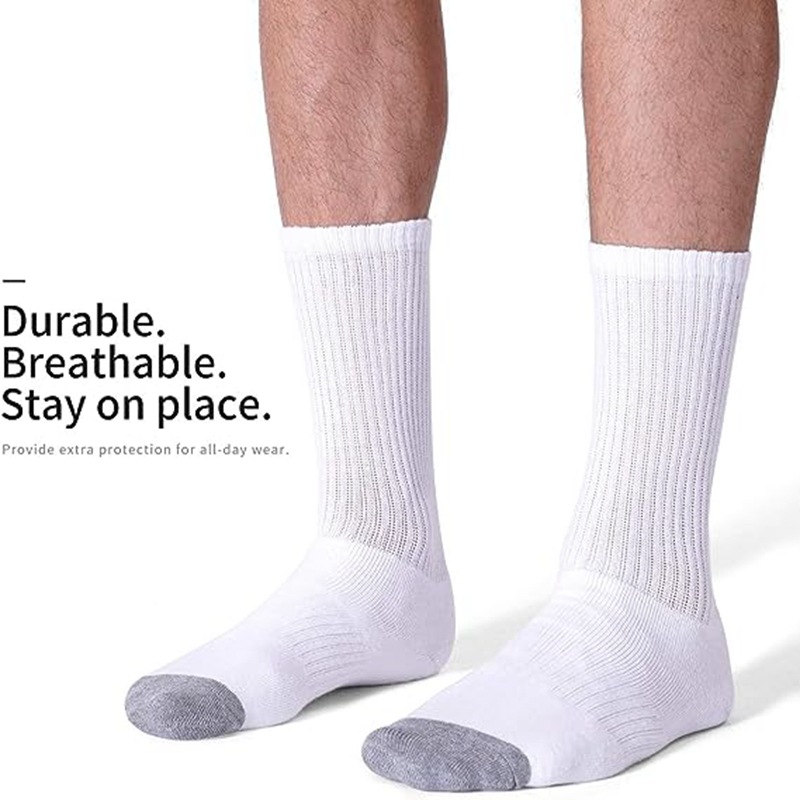 Picture of Zhuji Socks Large Size Elastic Mid-Tube Cotton Socks White Basketball Sports Socks Autumn and Winter Men's Long Socks Wholesale
