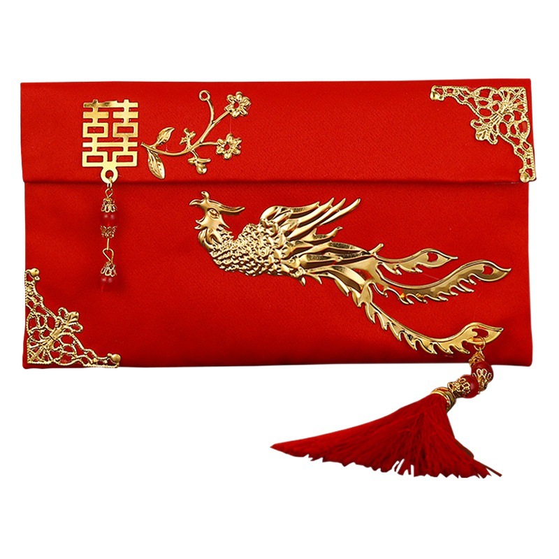 Satin red envelope ten thousand yuan red envelope bag personalized creative large red envelope fabric bag wedding supplies change mouth