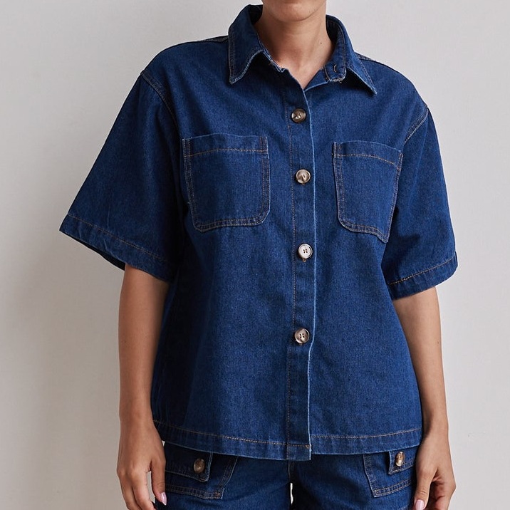 Picture of Amazon Foreign Trade Cross-border 2025 Summer European and American Women's Casual Retro Loose Shirt Denim Shorts suit