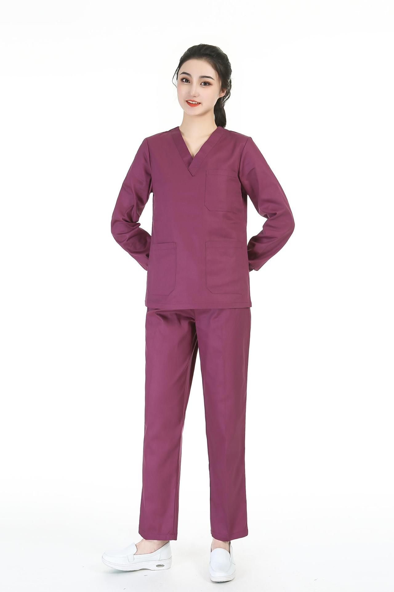 Picture of Women's Two-Piece Scrub Suit for Hospital Nurses, Doctors, Short-Sleeve Beauty Salon Workwear, Surgical Gown, Sweat-Absorbent