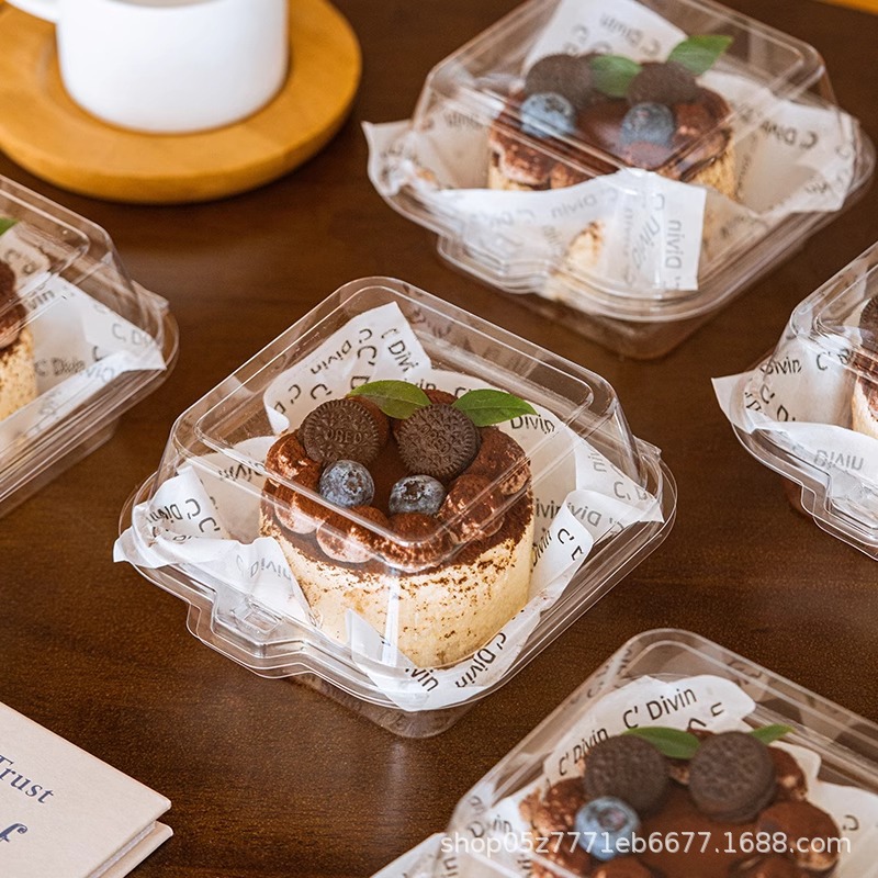 Cyber Celebrity Bento Cake Box Cut Tiramisu Dessert Hamburger Box Basque Picnic Disposable Transparent Box