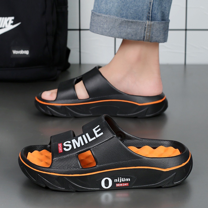 Men's Slippers 2025 Summer New Home Foot Massage Couple's Soft Bottom Sports Beach Slippers Cross-border