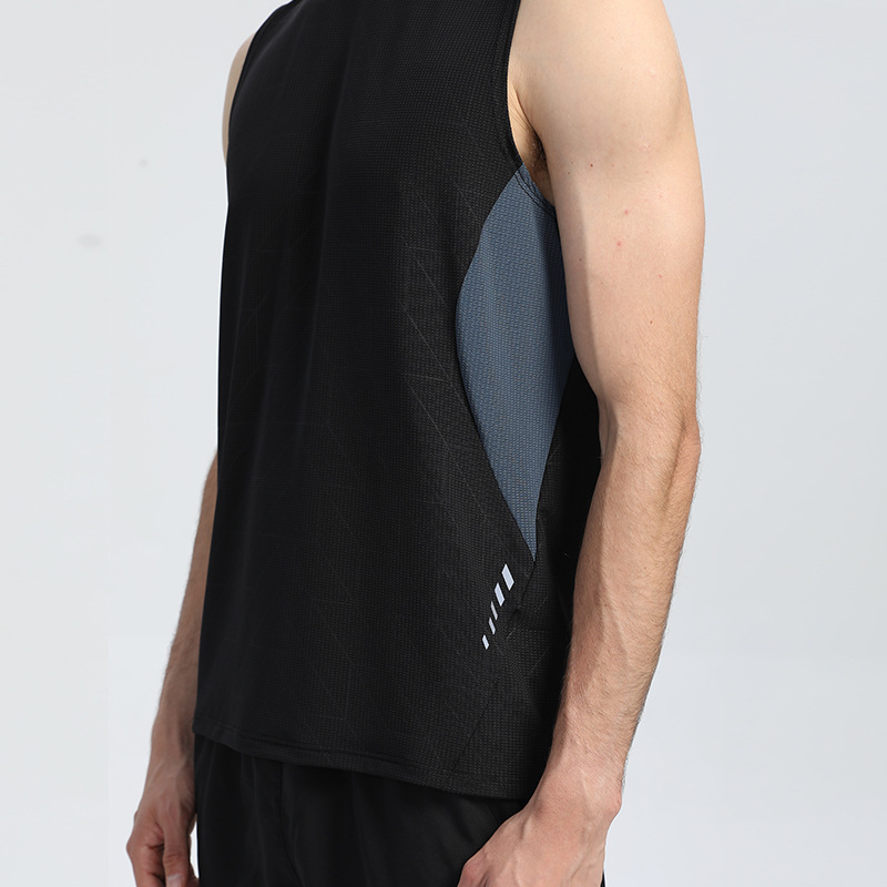 Picture of European and American Cross-border Dark Flower Reflective Strip Sports Quick-drying Vest Men's Color-block Printing Multicolor Fitness Sweat-absorbent Sleeveless Short Sleeve