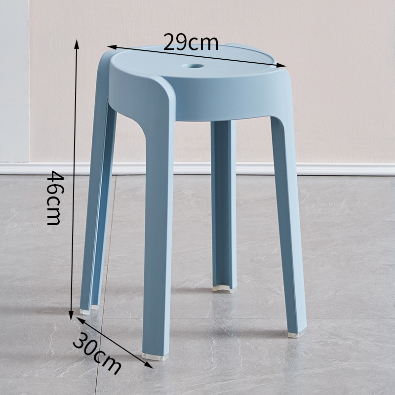 Picture of High Mature Plastic Stool Thickened Square Circle Backrest Home Dining Table Plastic Stool Dengzi Windmill Simple Bench Nordic Living Room