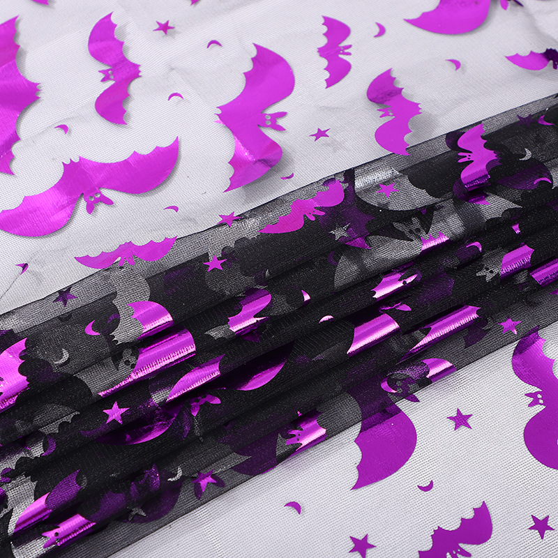 Amazon hot selling Halloween purple bat gilding mesh fabric toy accessories TUTU skirt children's clothing mesh cloth