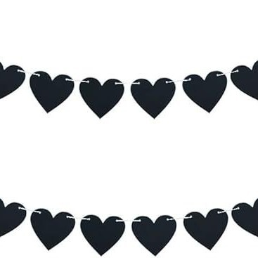 Black Felt Heart-Shaped Garland Valentine's Day Banner Gothic Decoration Farewell Wedding Anniversary Party Handmade