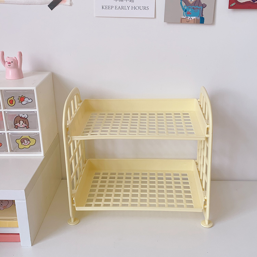 Picture of New Ins Cosmetic Jewelry Double-layer Folding Storage Rack Simple Household Desktop Bathroom Storage Rack Storage Rack