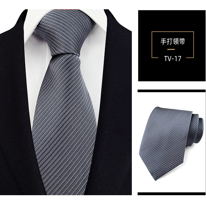 Picture of Men's Tie 8cm Hand Tie Polyester Professional Dress Interview Striped Tie Men's Red Bridegroom Wedding Tie
