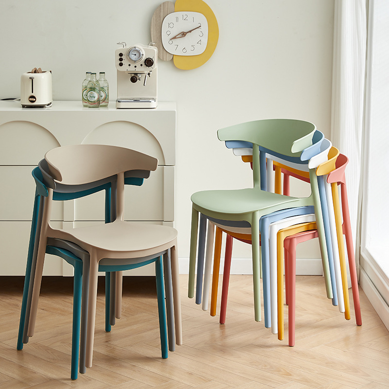 Picture of Modern Simple Plastic Chair for Home Use, Adult Chair with Backrest, Horn Chair, Cafe Dining Chair, Backrest Chair, Lightweight and Durable