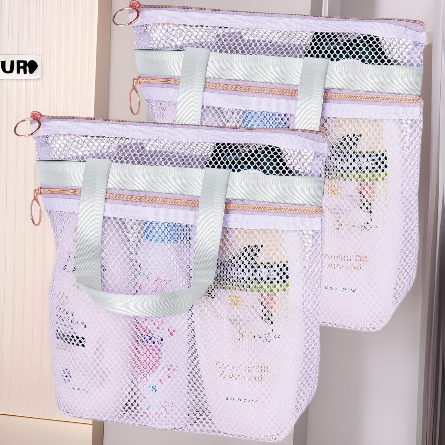 Shower Handbag Hollow Mesh Makeup Storage Bag Travel Toiletry Bag Breathable Beach Bag Portable Wash Bag