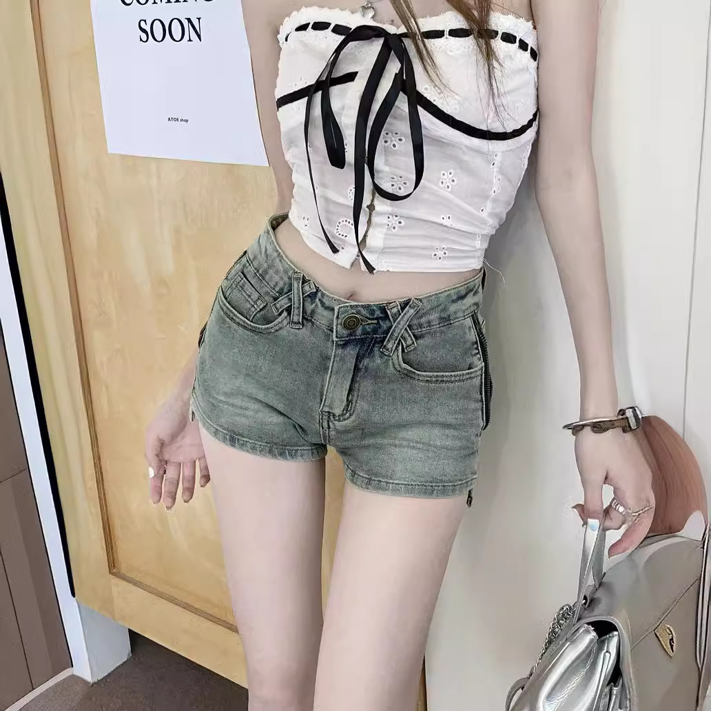 Stretch Jeans High Waist Slimming Denim Pants Tight Shorts Straight Wide Leg Hot Pants Women's Summer 2024 New
