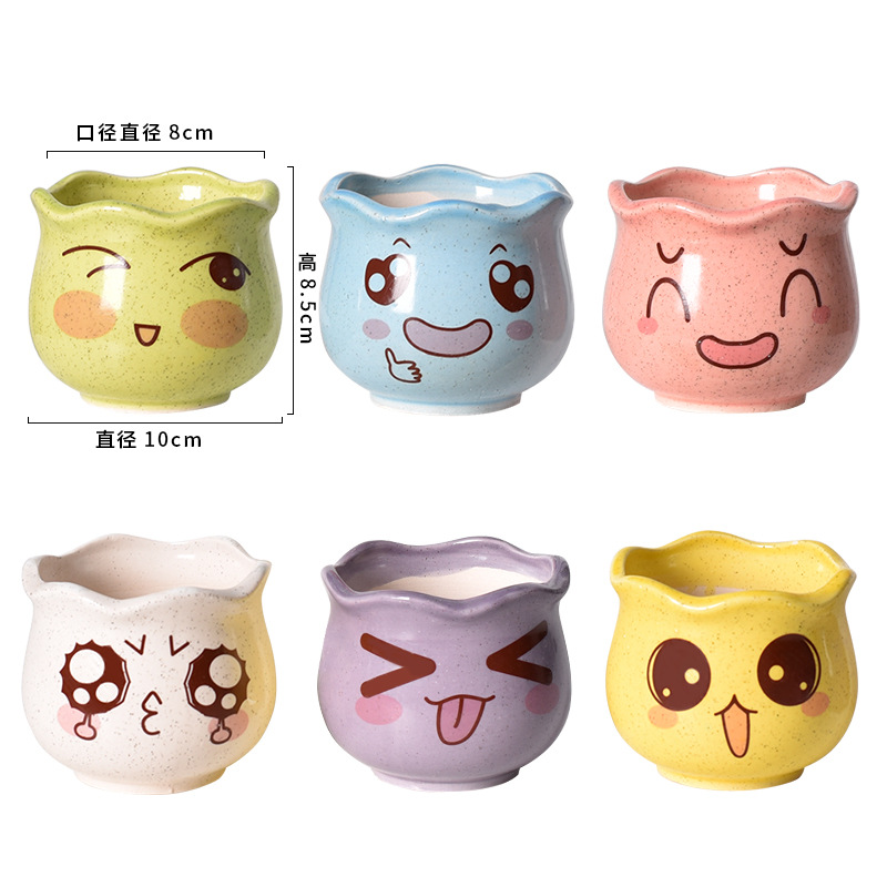 Picture of Factory wholesale ceramic flower pot glaze combination creative home decoration fleshy flower pot simple meat green plant potted plant