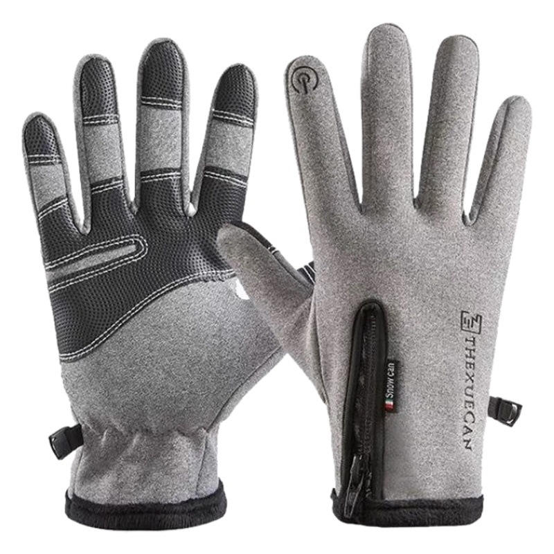 Men's Outdoor Velvet Warm Waterproof and Windproof Cycling Sports Touch Screen Women's Motorcycle Driving Non-Slip Outing Gloves