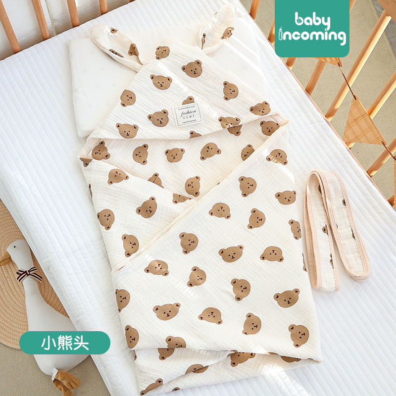 Picture of Baby hugging quilt big rabbit ears newborn bag swaddling baby delivery room small quilt available in four seasons