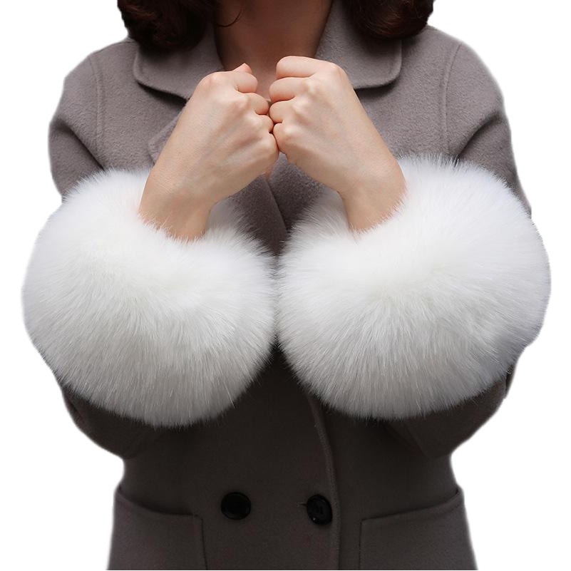 Extra Large Fur Sleeves, Imitation Fur Handbands, Gloves, Windproof Cuffs, Bracelets, Imitation Fox Fur Cute Wristbands for Women, Winter