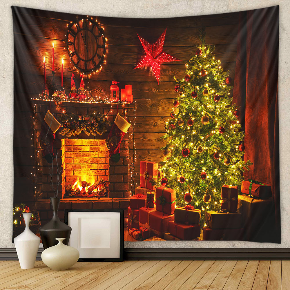 Picture of Christmas Tree Tapestry Room Decorative Wall Cloth Ins Wind Hanging Cloth Cross Border Home Bohemian Tapestry Christmas Tapestry