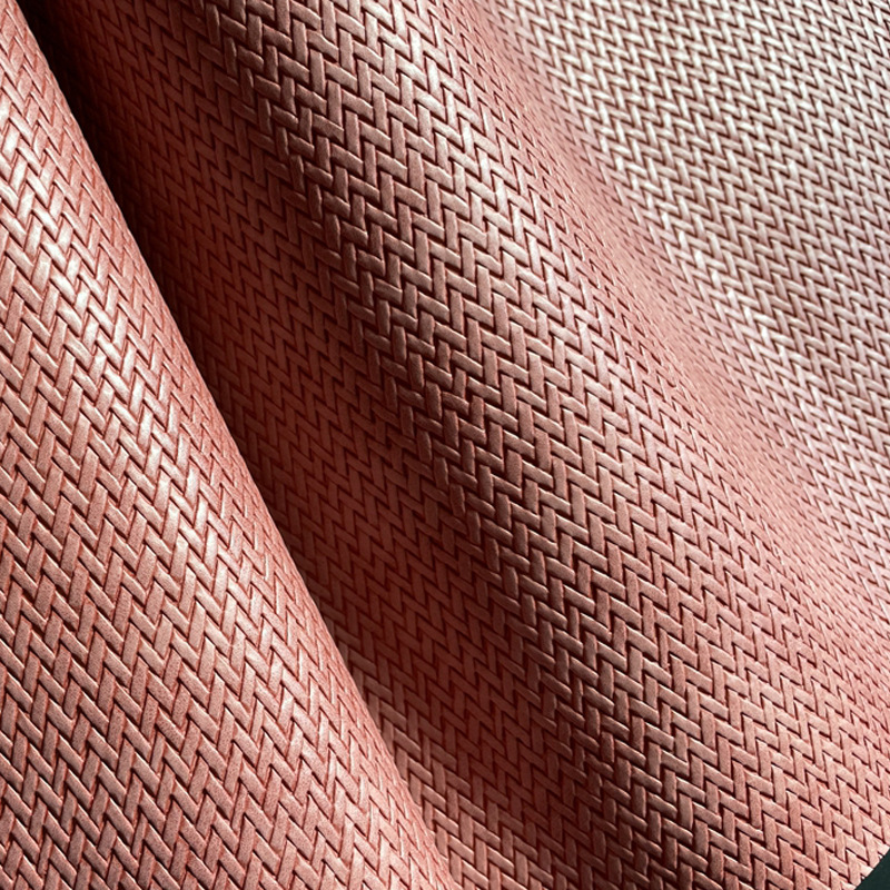 Embossed Two-Color Herringbone Pattern 0.9mm Retro Cross Woven Pattern Luggage Shoe Leather Pu Leather Luggage Equipment Fabric