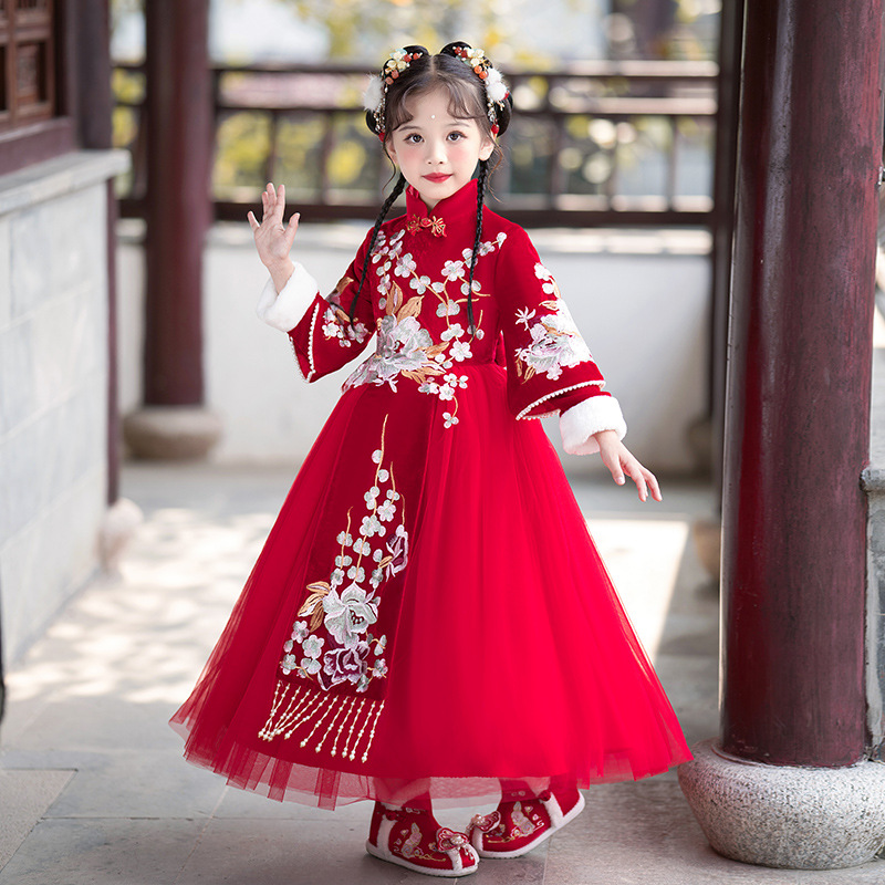 Picture of Hanfu Girl's New Year Outfit Children's Cheongsam Dress 2022 Autumn/Winter New Little Girl's Festive New Year Dress