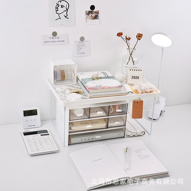 Picture of ins-style Desktop Iron Elevated Rack Foldable Dormitory College Dormitory Storage Non-printed Style Book Desktop Storage Rack